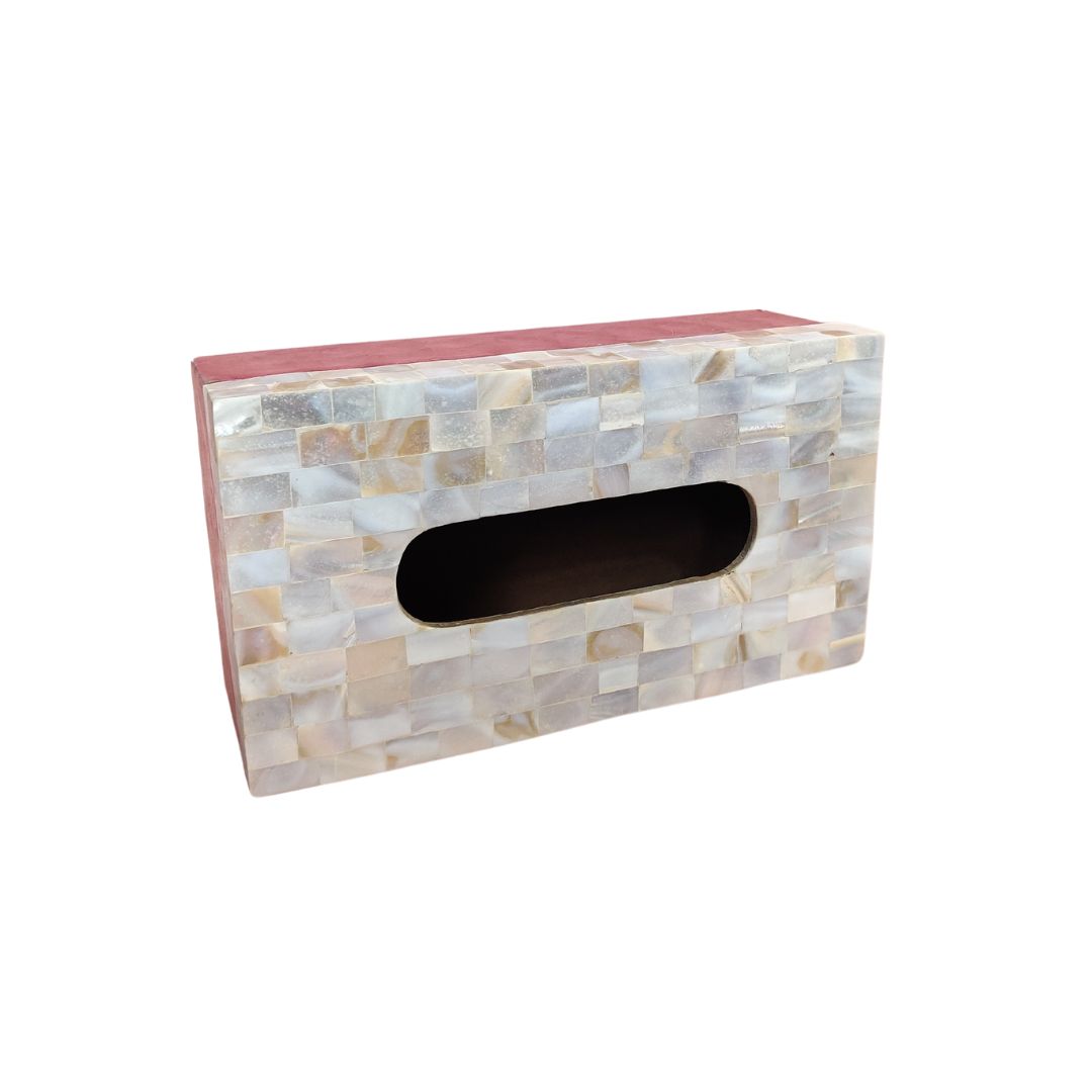 Tissue Box - Dark Pink Mother Of Pearl