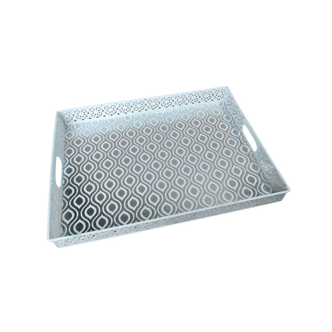 Single Tray - Large Silver & White