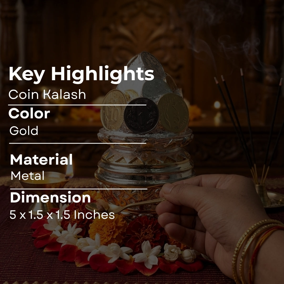 The Home Co- 999 Pure Silver Plated & 24K Gold Plated Wealth Kalash Sacred 5 Inch Abundance Idol (Copy)