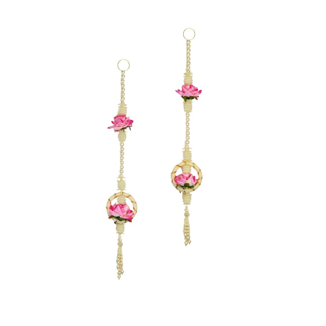 Lotus Bloom Pearl Toran With Side Hanging Set Of 2