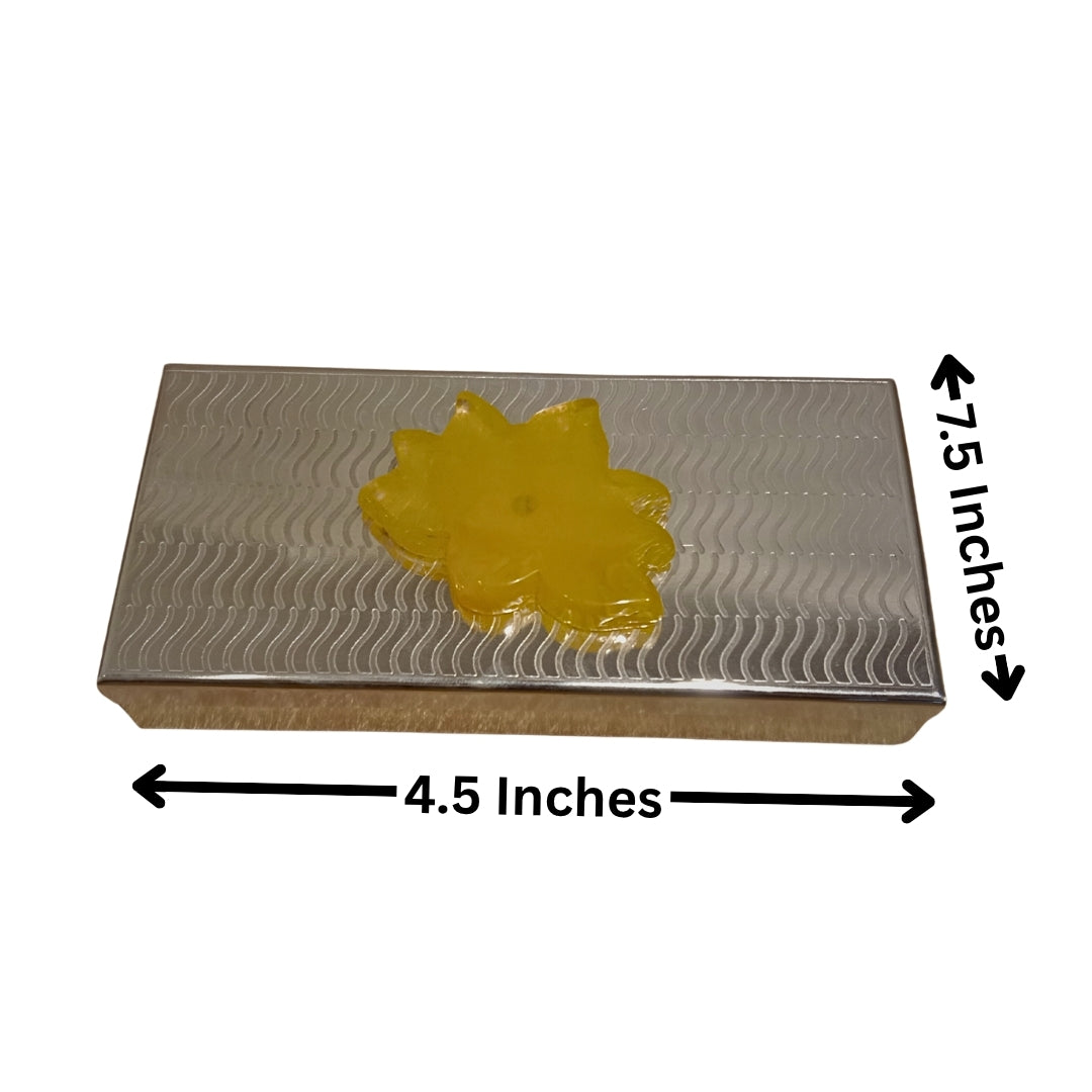 Luxury Silver Plated Cash Box with Yellow Resin Motif & Premium Velvet Case
