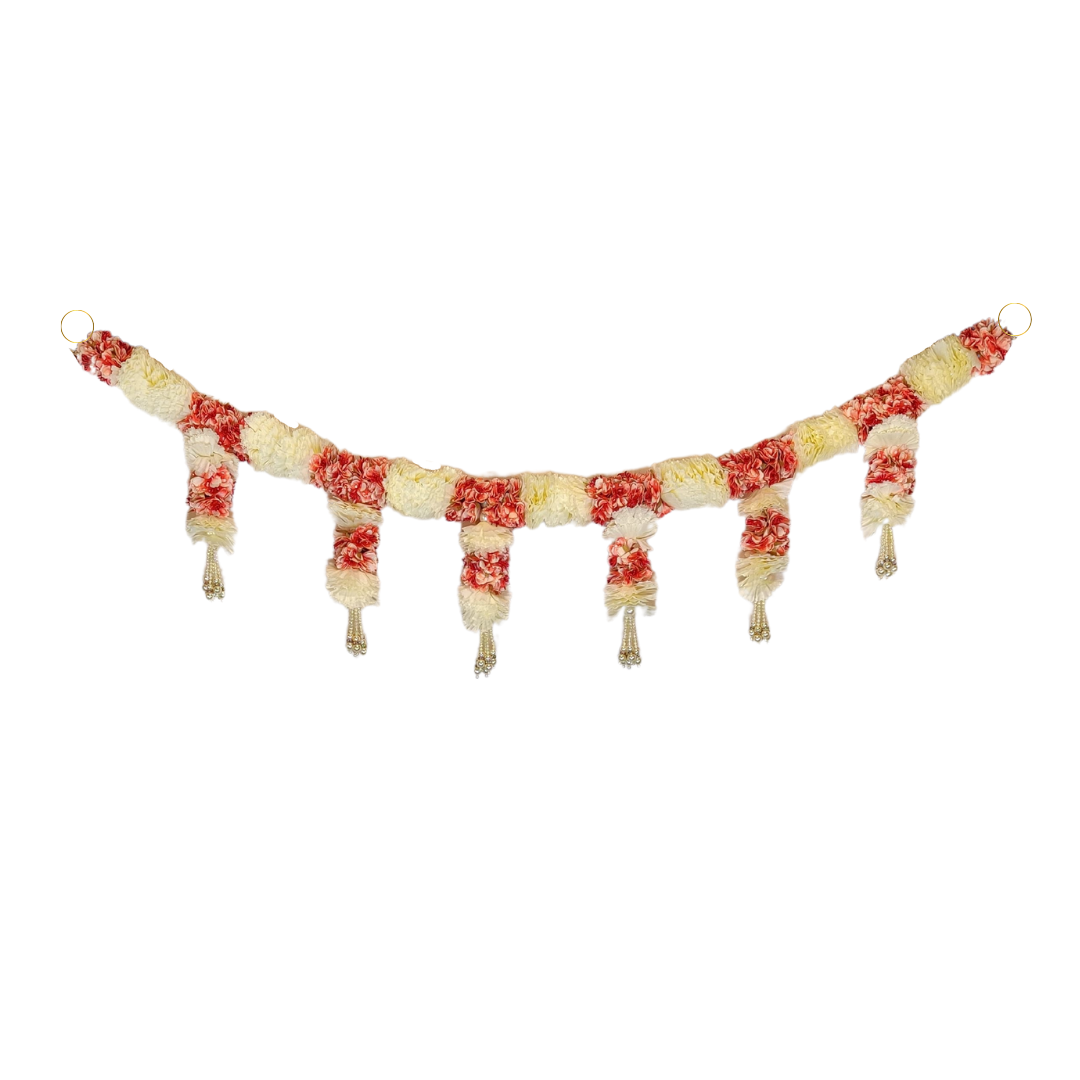 White & Red Blossom Bliss Garland Toran And Side Hanging Set Of 2