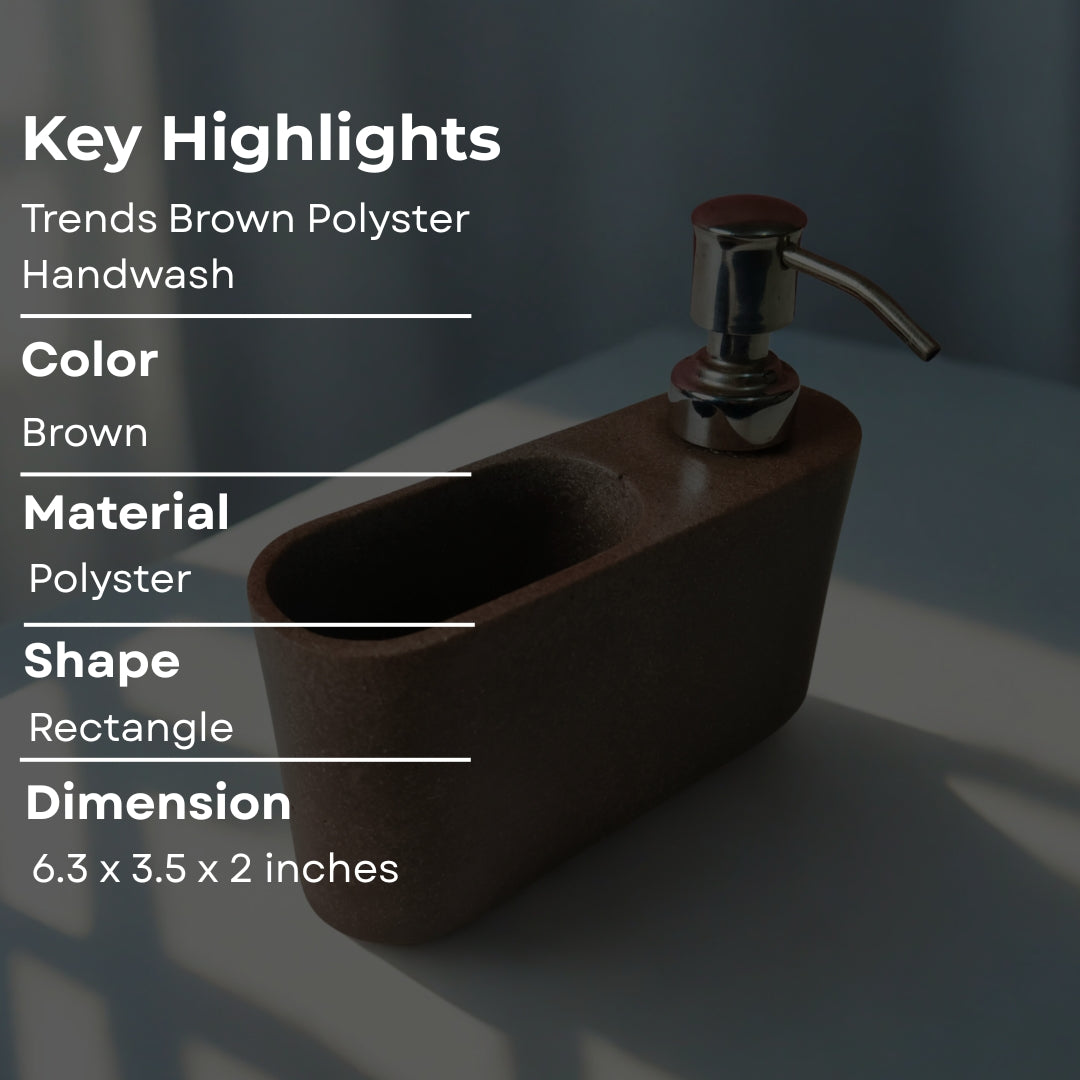 Polystone Dispenser with attached tumbler -  brown