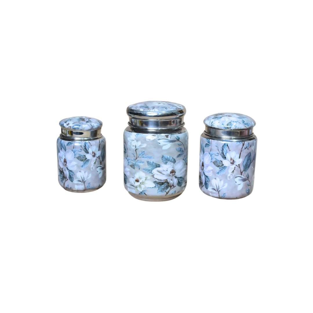 Grey Flower Jar Set Of 3