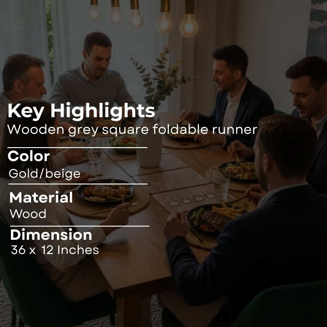wooden grey square foldable runner