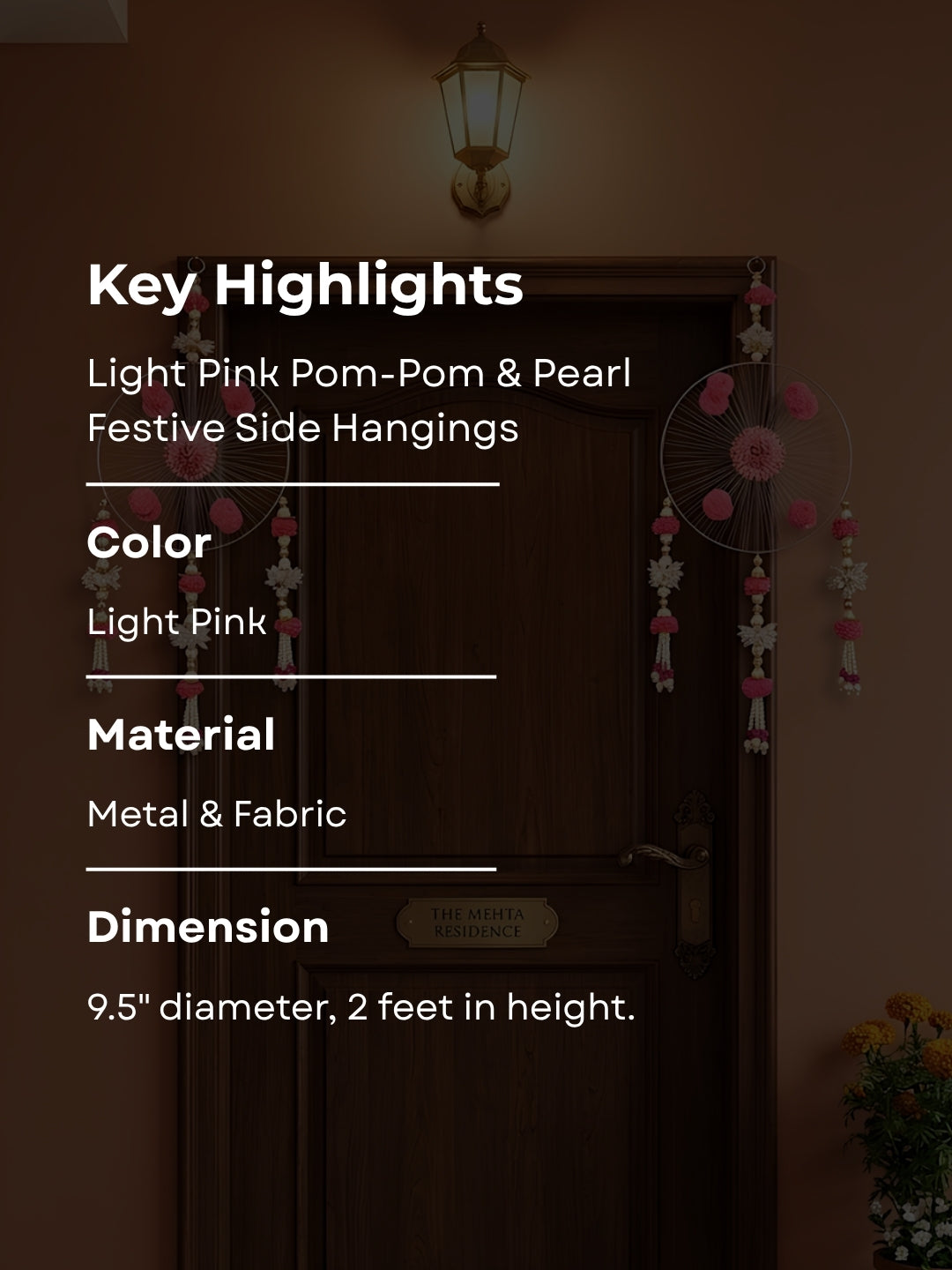 Pink Pom-Pom & Pearl Festive Side Hangings