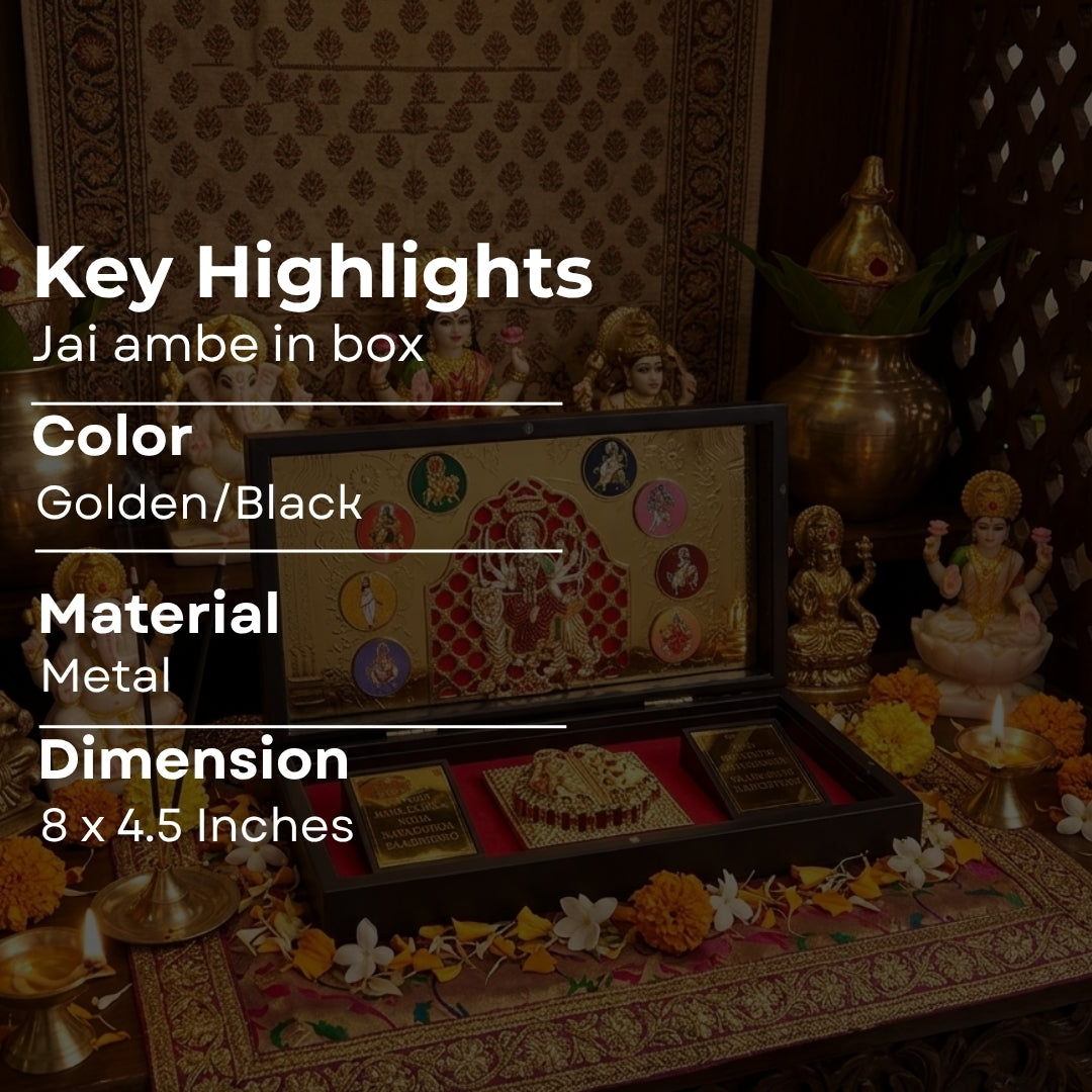 999 Pure Silver & 24K Gold Plated Durga Mata Charan Box  | Navdurga Puja Festival Gift