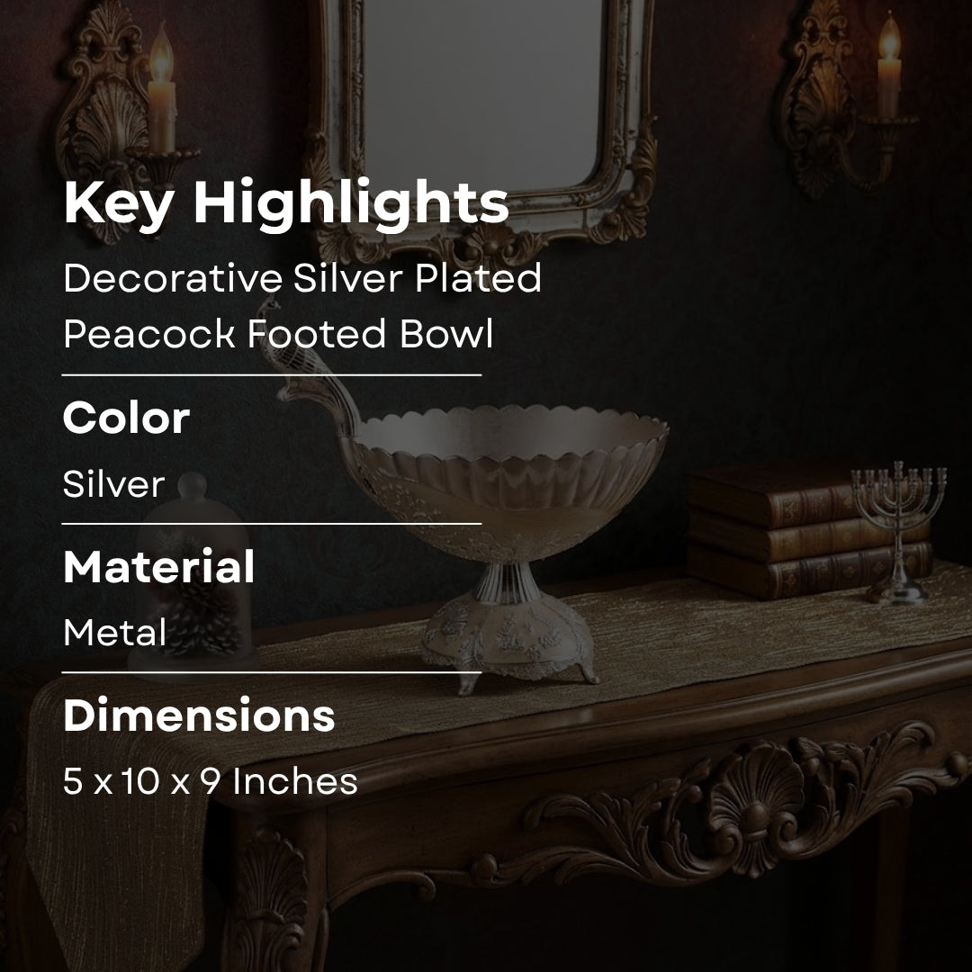 Decorative Silver Plated Peacock Footed Bowl