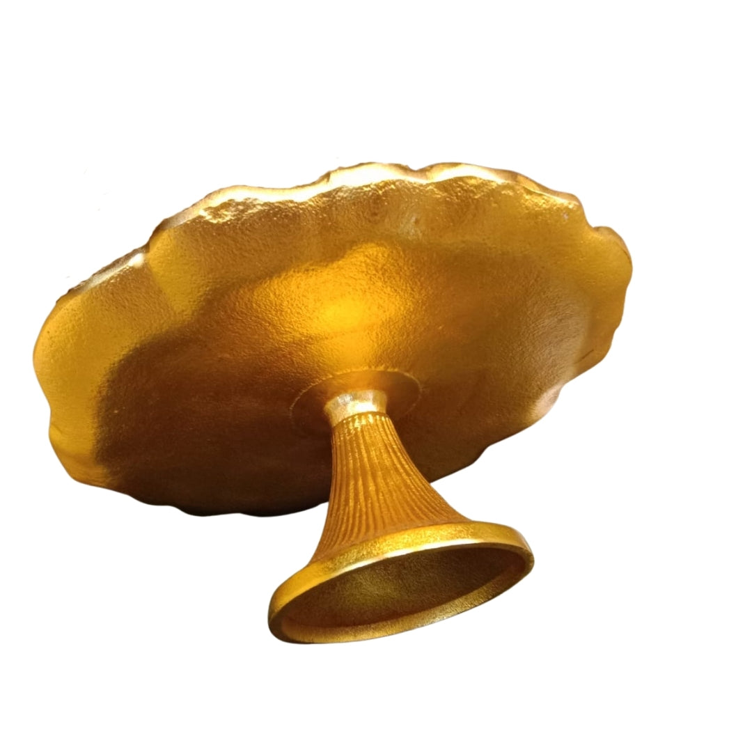 METAL Gold Floral Pedestal PLATTER