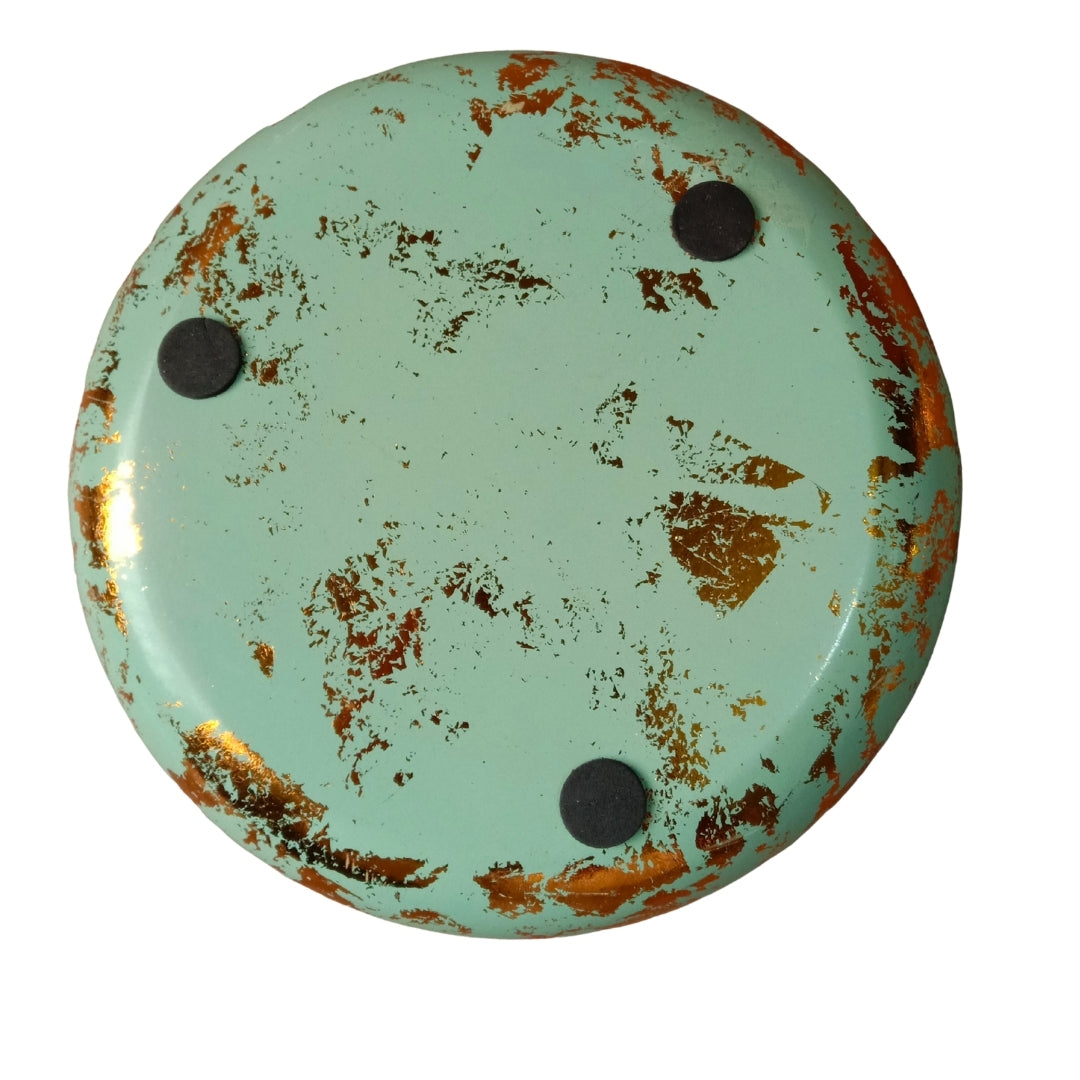 Mint & Gold Leaf Decorative URLI WITH WAX  Candle Set of 3