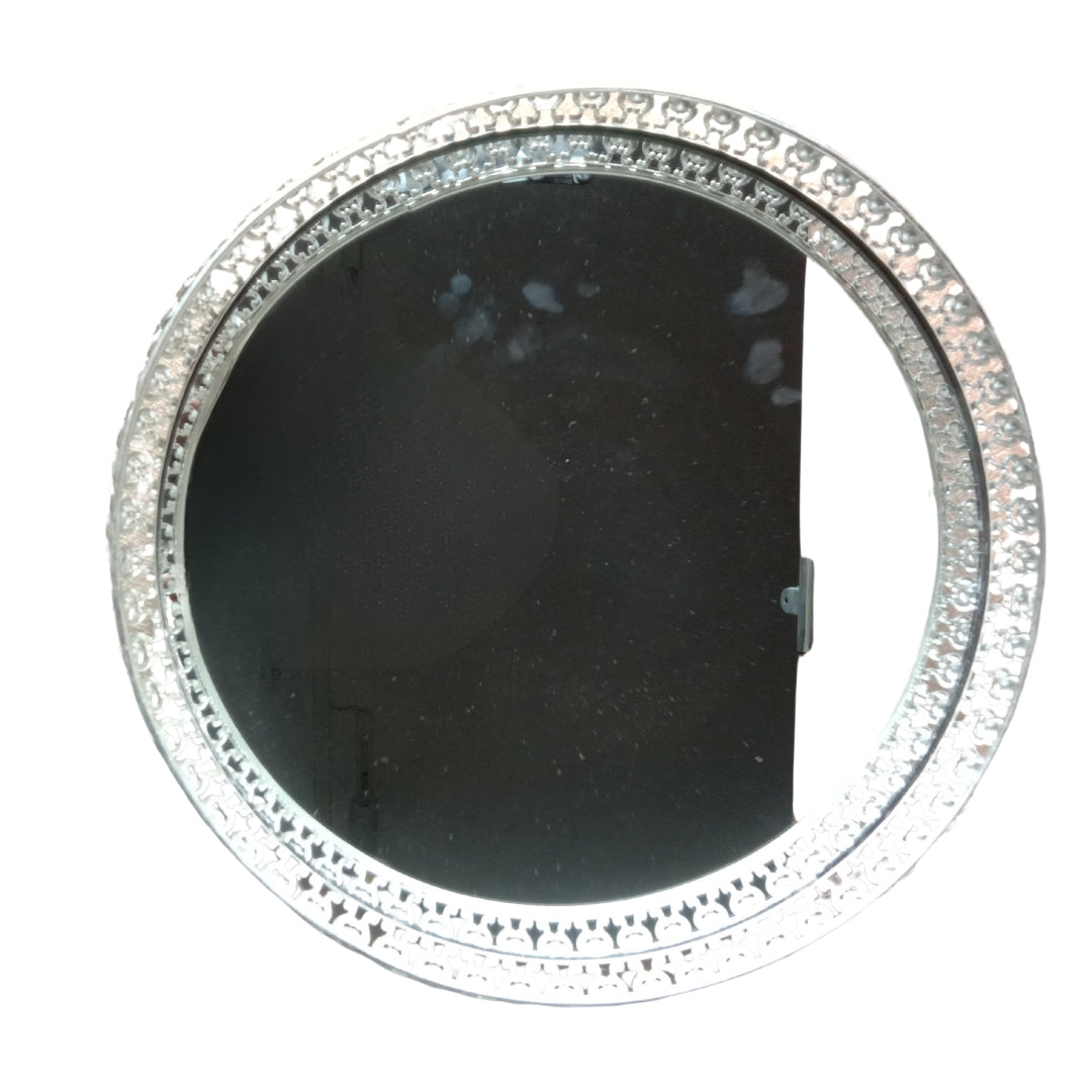 Decorative Silver Filigree Mirrored Tray with Feet