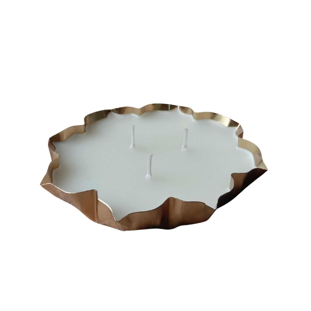 Luxury Gold-Rimmed Lotus Shape Scented Candle Gift Set OF 3