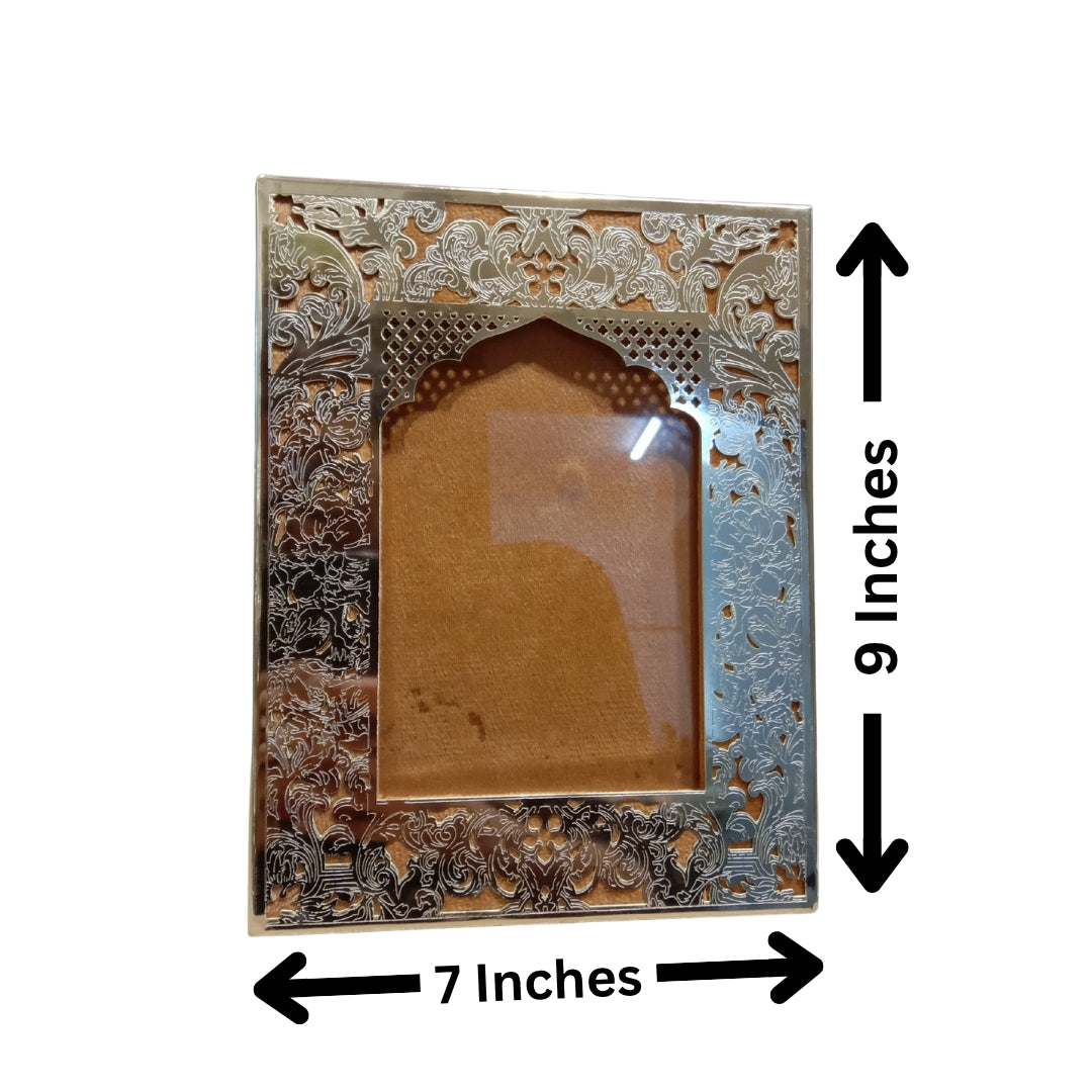 Elegant Silver-Plated Jharokha Photo Frame with Velvet Gift Box