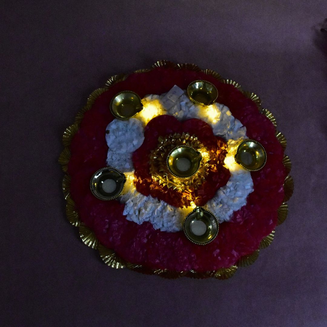 Genda Mats With Light Diya - Round