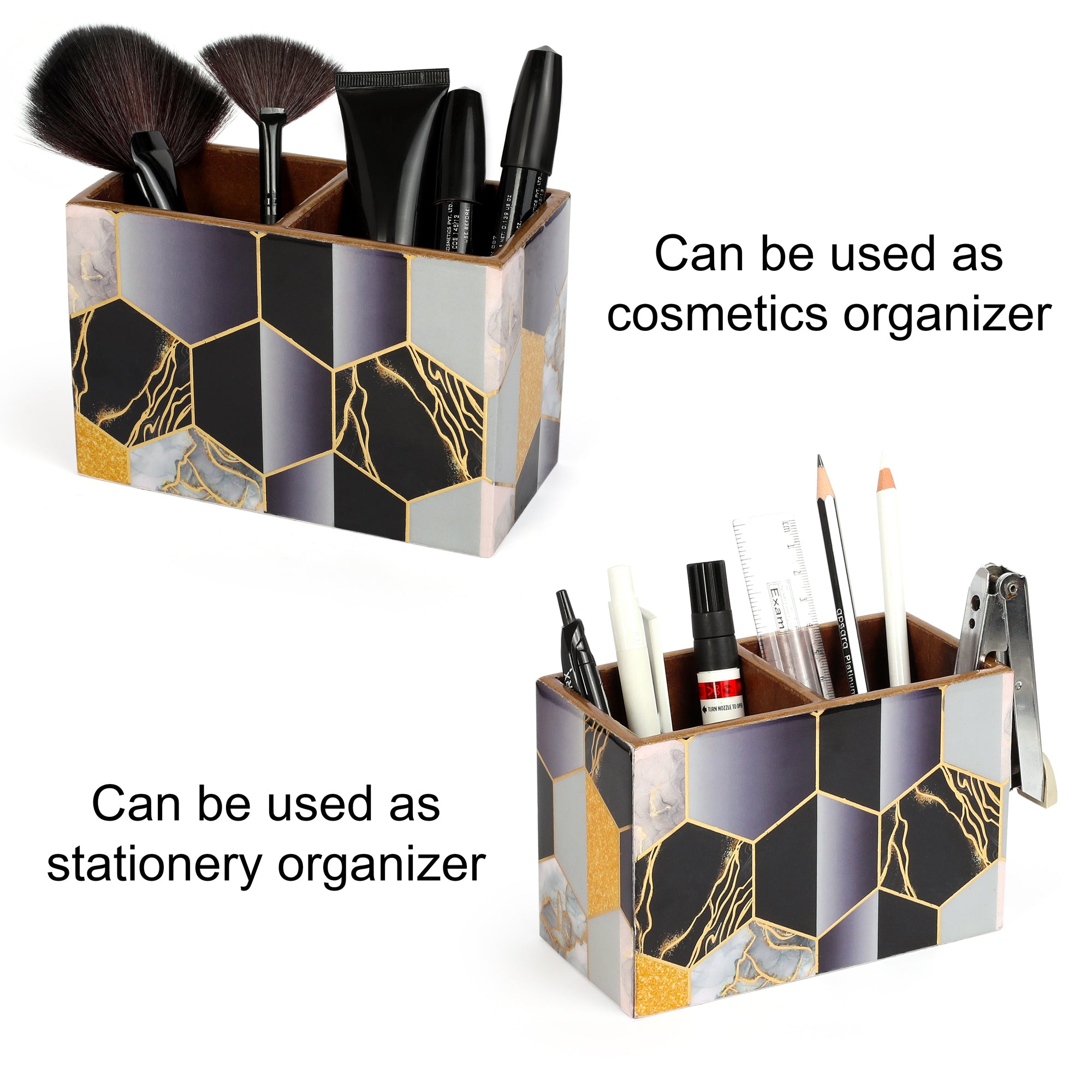 Cutlery Holder 2 Partition - Black Hexagon: The Home Co.