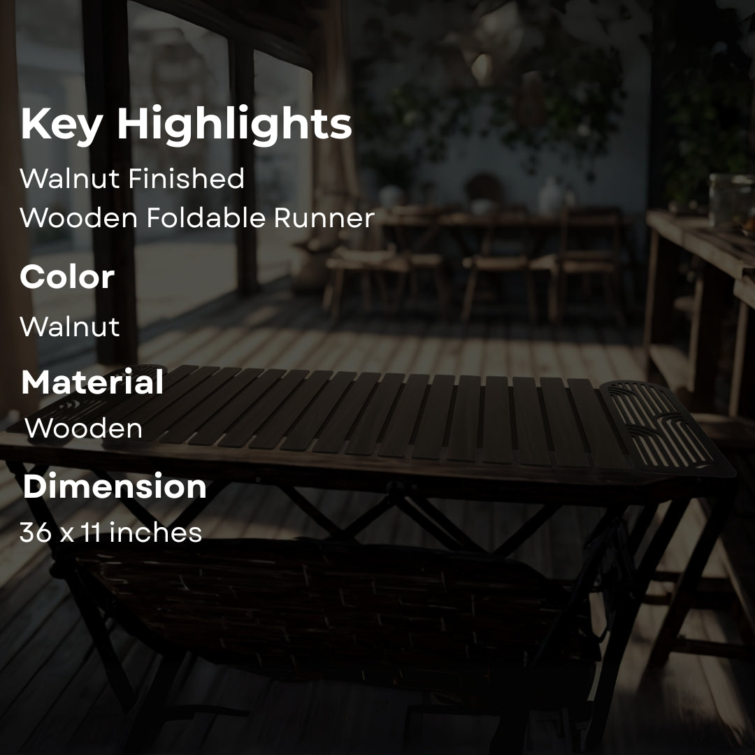 wooden walnut finish abstract cut scalped on sides foldable runner