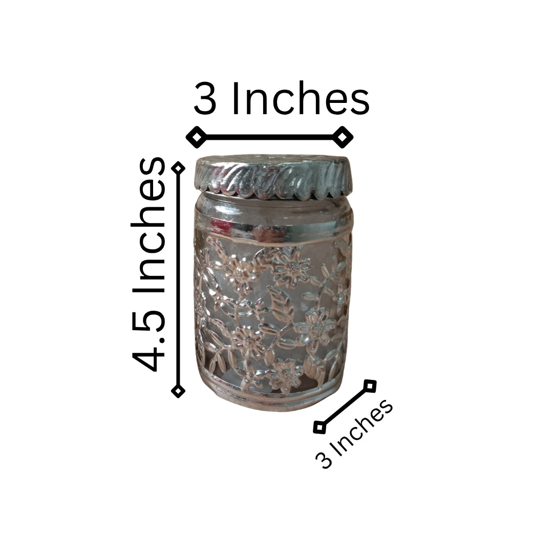 Silver Plated Floral Jars with Red Velvet Gift Box Set of Two