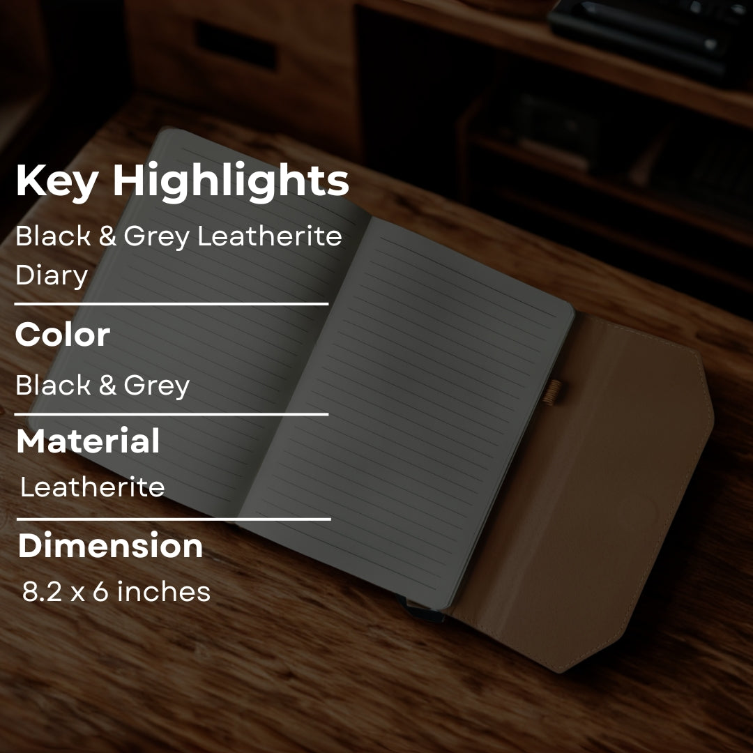 Black & Grey Flap Diary