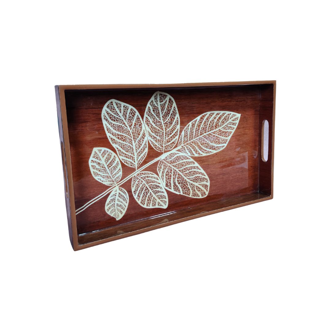 Set Of 3 Tray - Brown Leaf