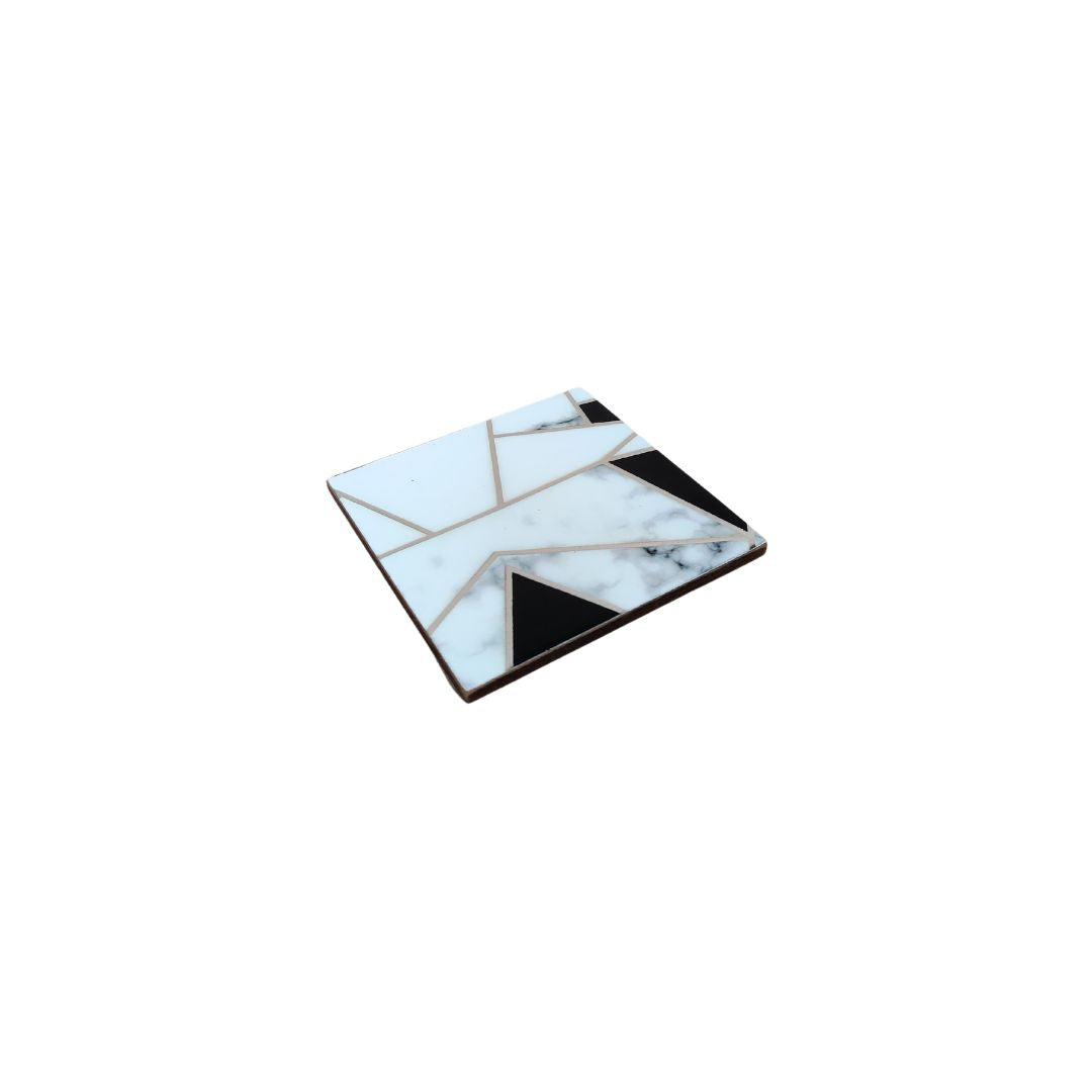 Table Coaster - Grey & White Triangle Set Of 6