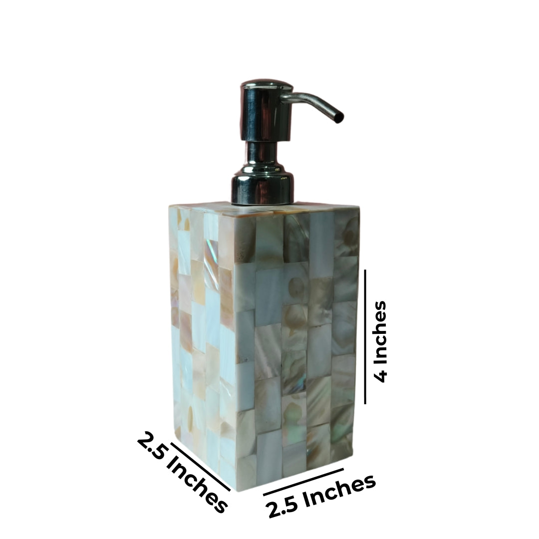 Wooden Mother of pearl & white enamel Bathroom Set of 2