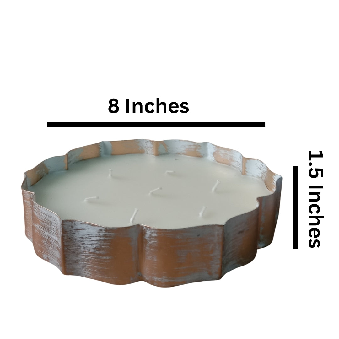 Scalloped Copper & Silver Finish URLI WITH  WAX - 8"