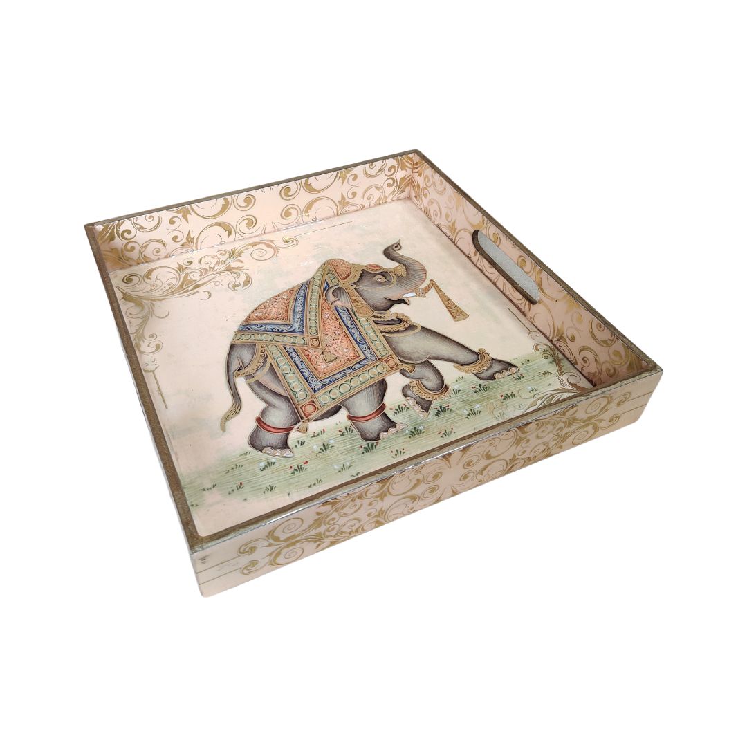 Square Tray Set Of 3 - Peach Elephant