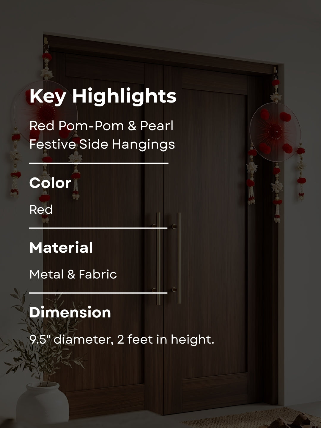 Red Pom-Pom & Pearl Festive Side Hangings