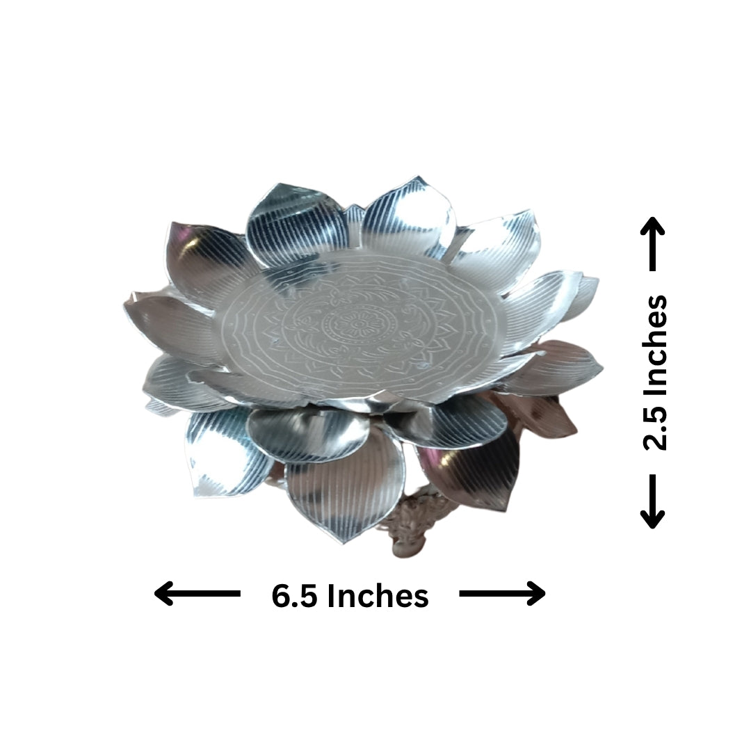 Silver Plated Lotus Singhasan with Lacquer Finish | Divine Festive Gift Box