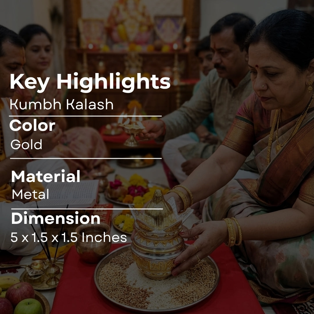 The Home Co- 999 Pure Silver Plated & 24K Gold Plated kumbh Kalash: Divine  Mangal Kalash Idol