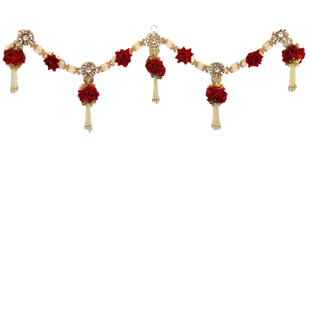 Red Rose Toran With Bird Shape  Side Hanging  Set Of 2