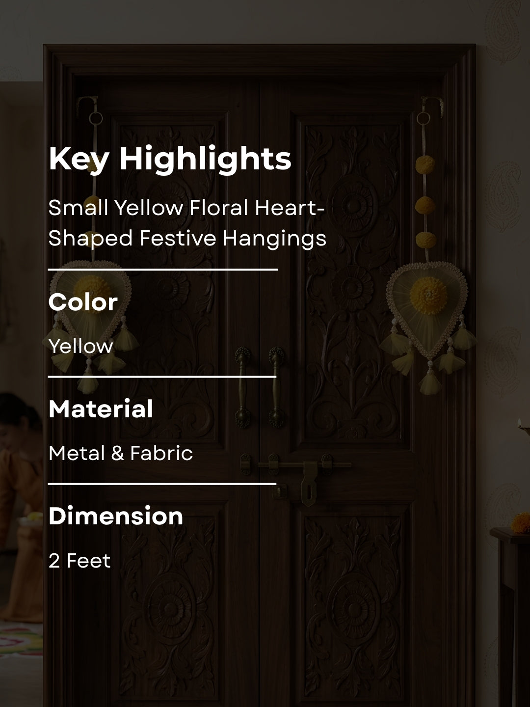 Small Yellow Floral Heart-Shaped Festive Hangings