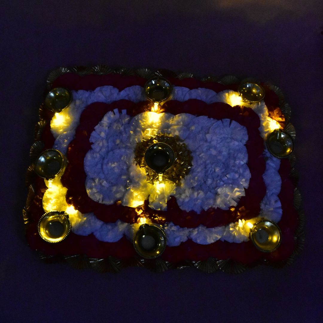 Genda Mats With Light Diya - Rectangle