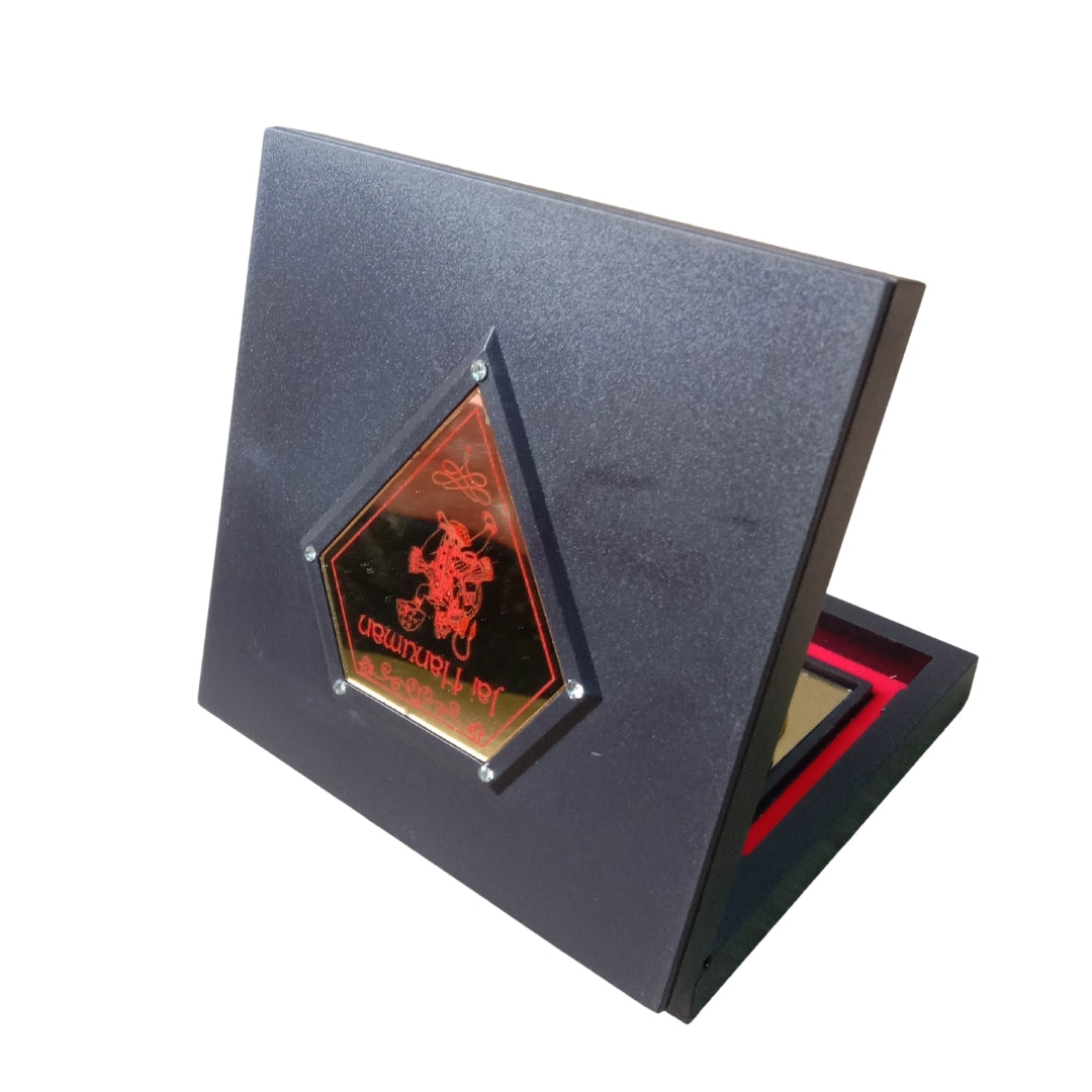 Lord Hanuman Golden Charan Paduka in Wooden Box