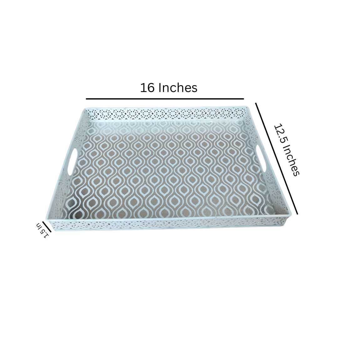 Single Tray - Large Silver & White