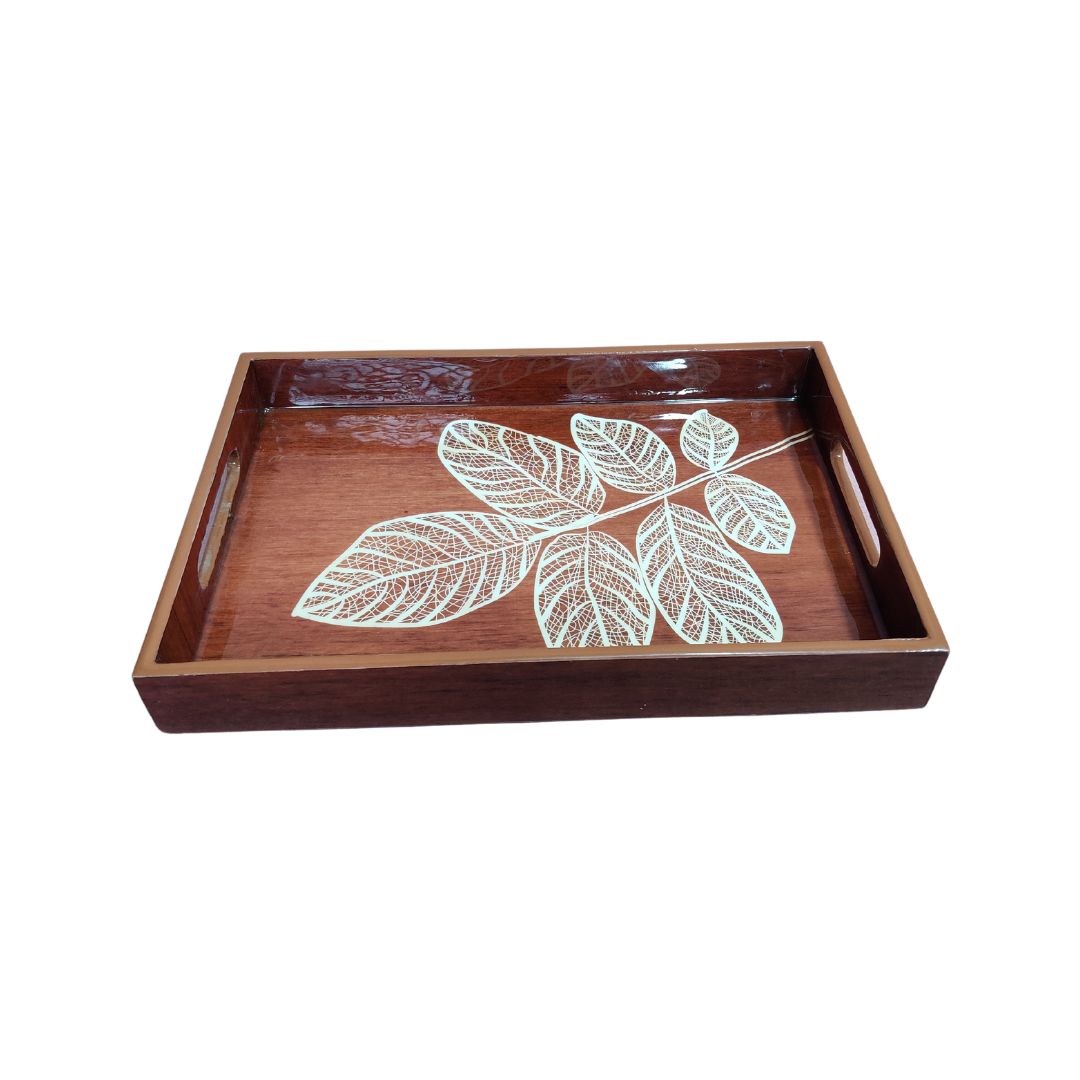 Set Of 3 Tray - Brown Leaf