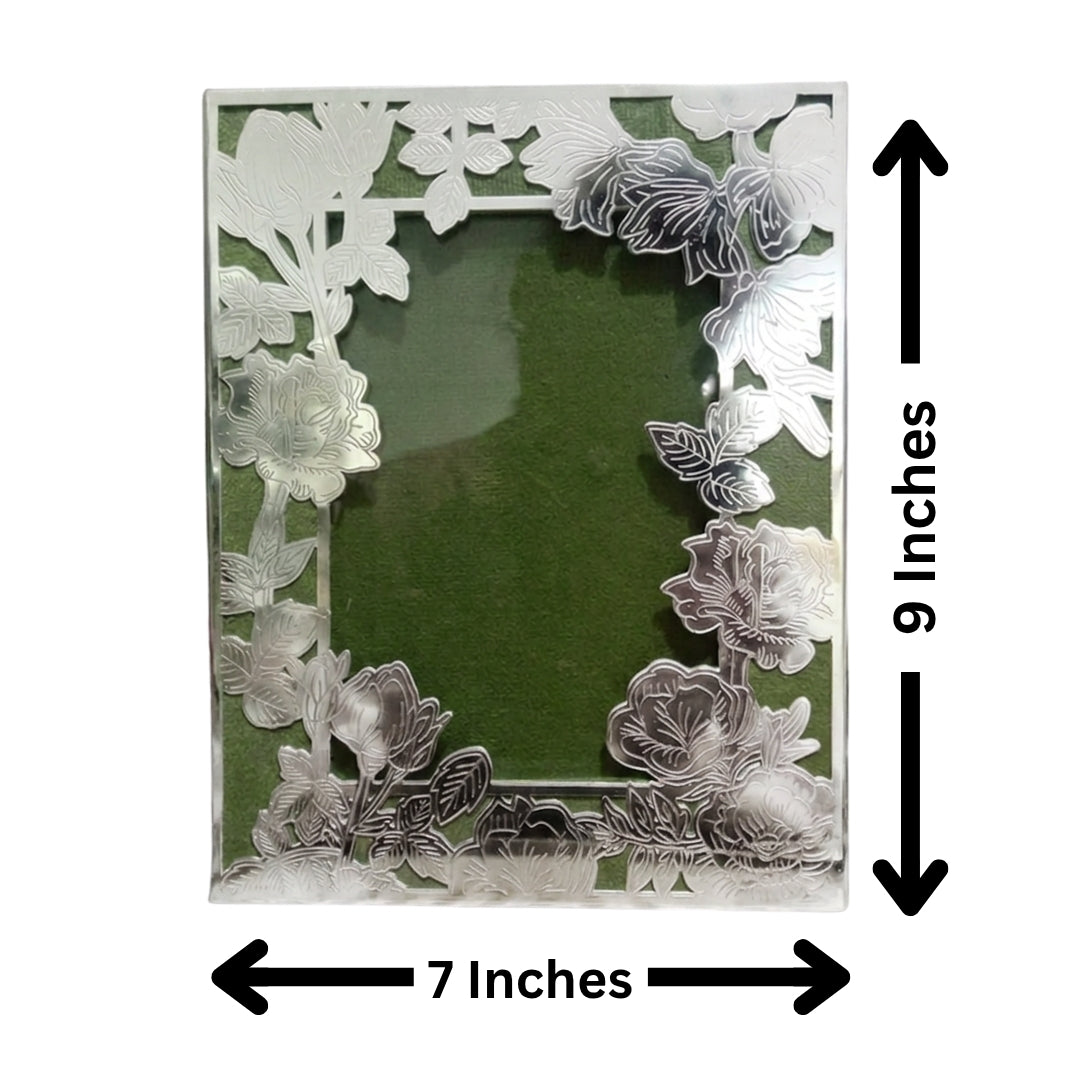 Silver Plated Gulab Baugh Rose Garden Photo Frame (Green Velvet Box)
