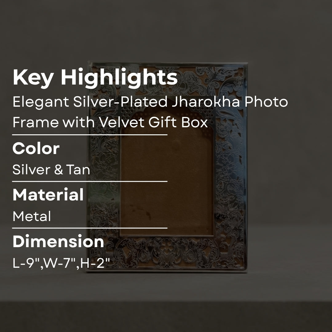 Elegant Silver-Plated Jharokha Photo Frame with Velvet Gift Box