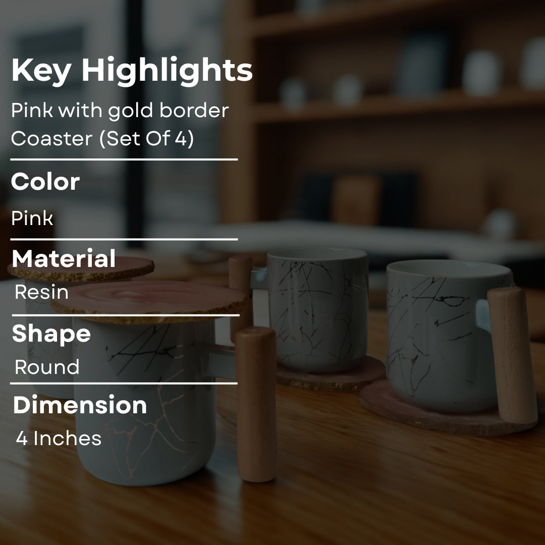 pink resin coaster set of 4