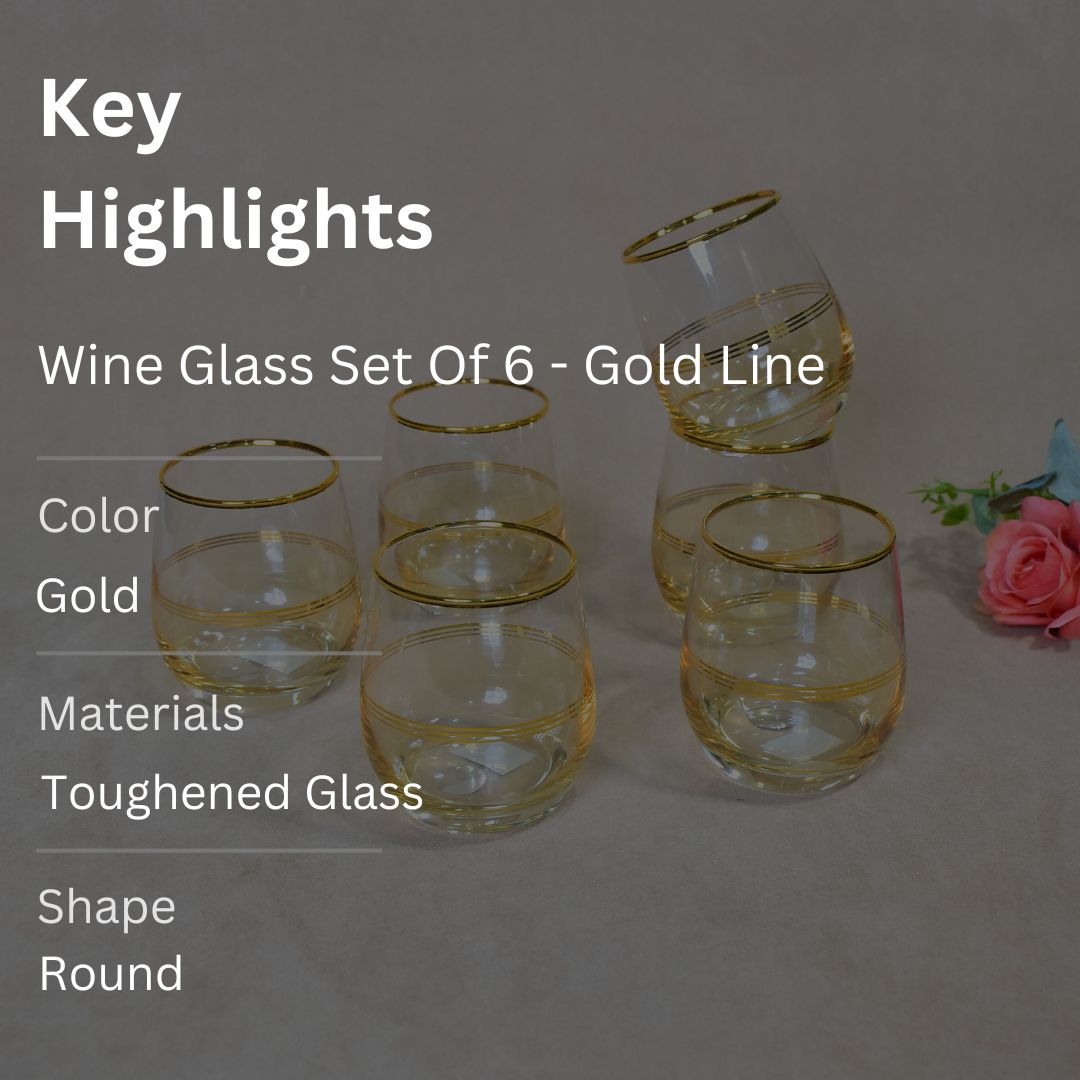 Wine Glass Set Of 6 - Gold Line