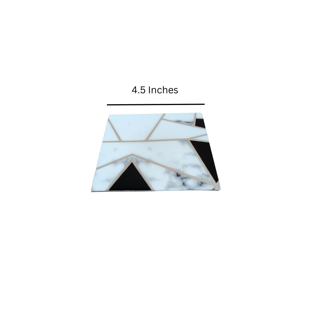 Table Coaster - Grey & White Triangle Set Of 6