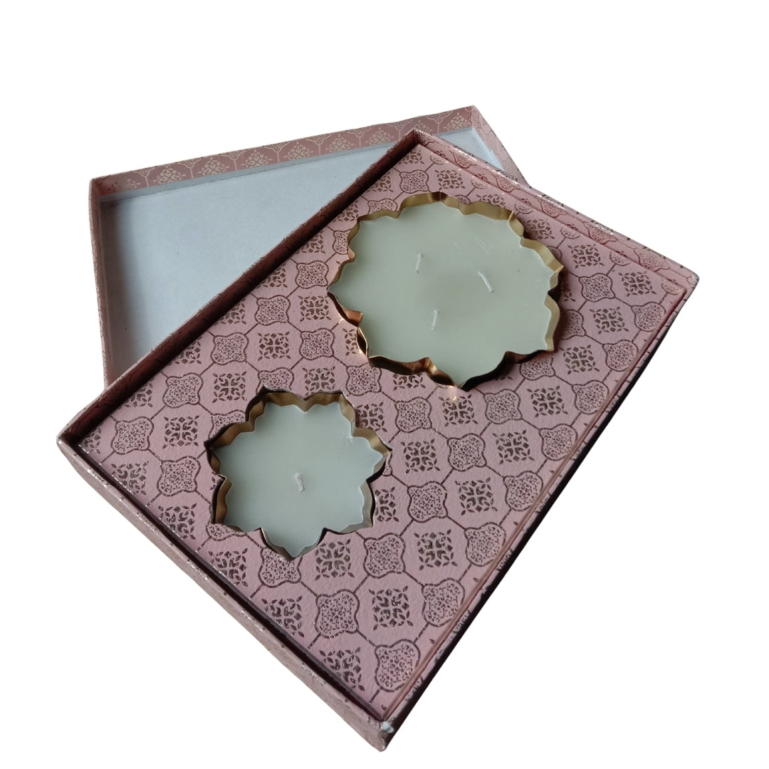 Luxury Gold-Rimmed Lotus Shape Scented Candle Gift Set OF 2