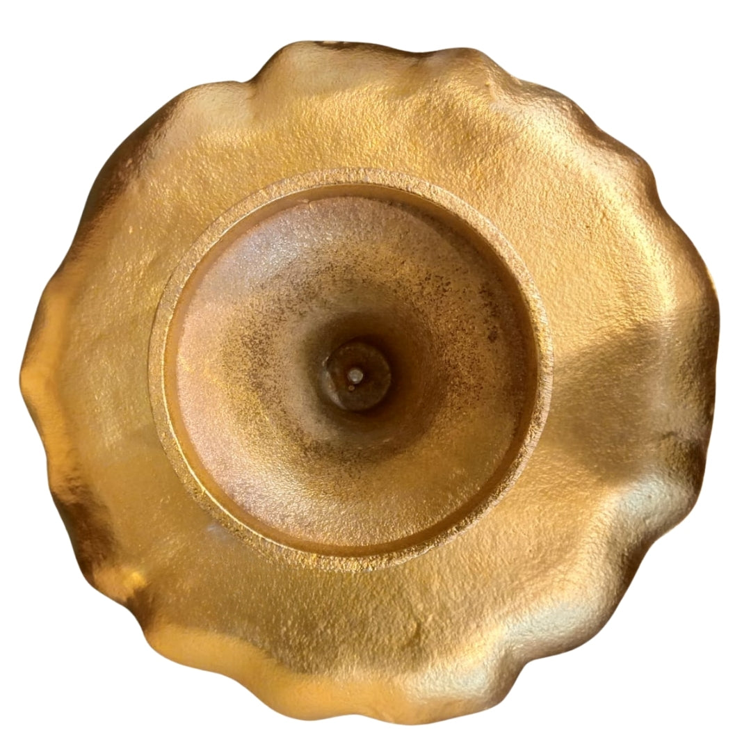 METAL Gold Floral Pedestal PLATTER
