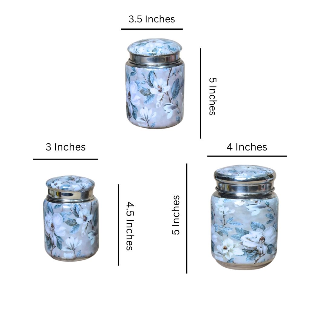 Grey Flower Jar Set Of 3