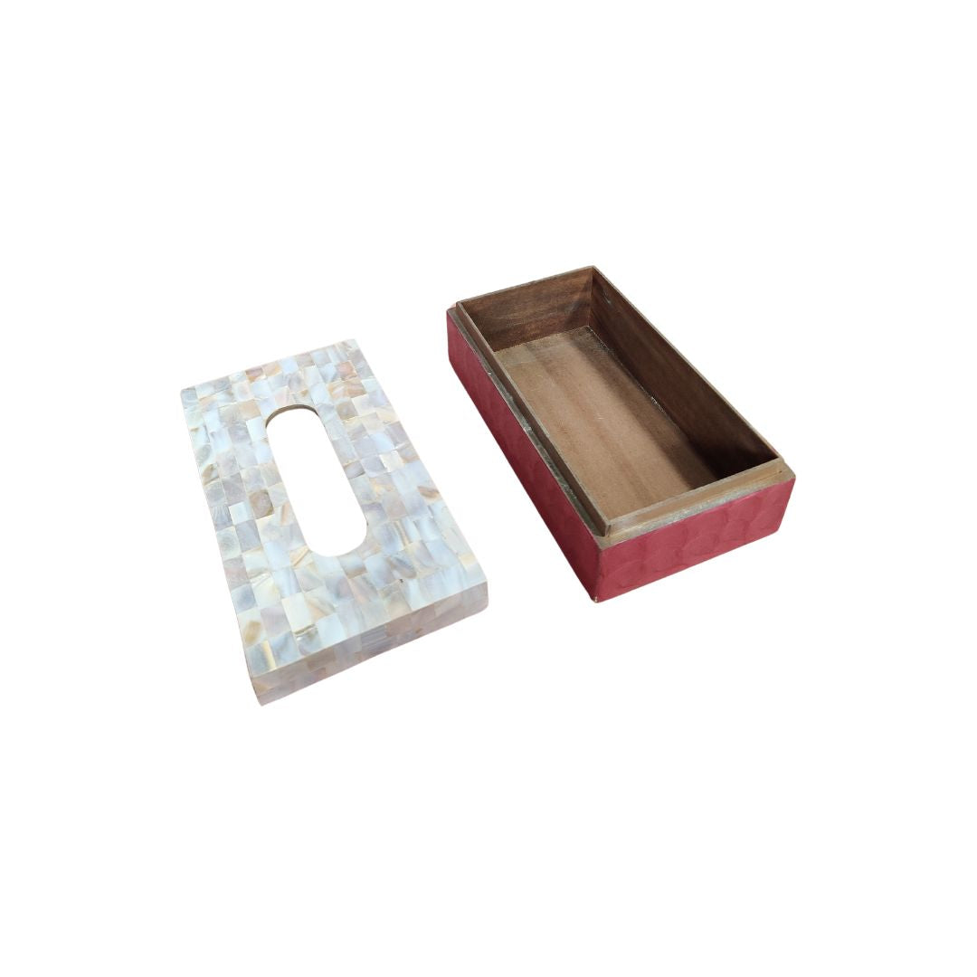 Tissue Box - Dark Pink Mother Of Pearl