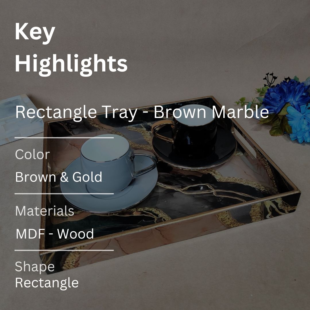 Rectangle Tray -  Brown Marble