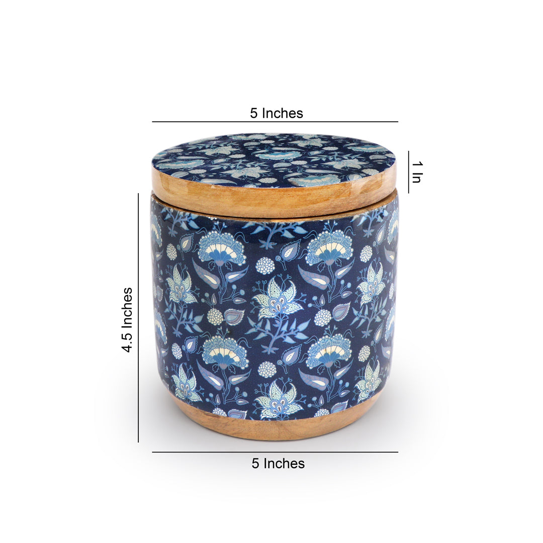 Wooden Jar - Dark Blue 2- The Home Co.