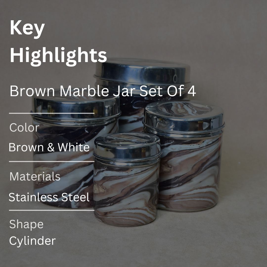 Brown Marble Jar Set Of 4