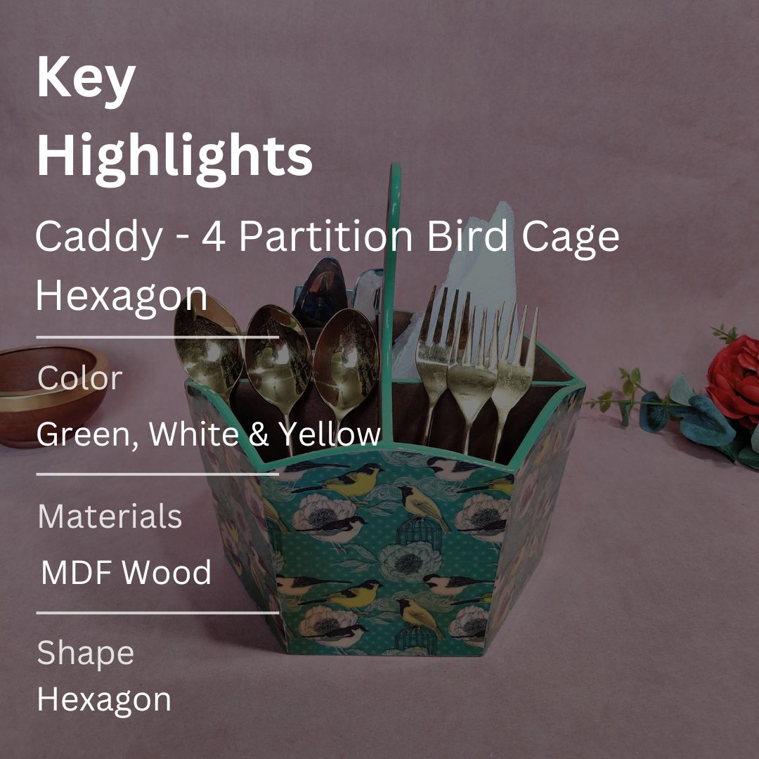 Caddy - 4 Partition Bird Cage Hexagon