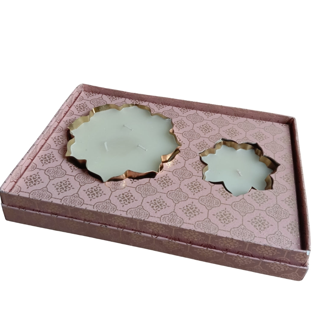 Luxury Gold-Rimmed Lotus Shape Scented Candle Gift Set OF 2